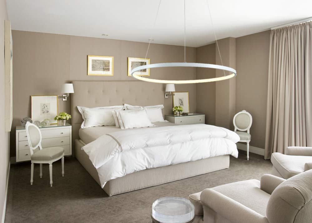 Lámpara colgante LED Moderna, lámpara contemporánea para iluminación Interior, 3 anillos, Blanca, 40 cm, 60 cm, 80 cm, cómoda