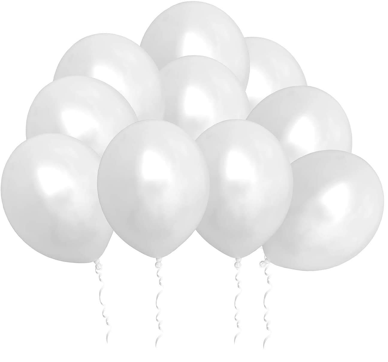 JMD 40 Pieces Metallic Chrome Latex Balloon (White,3.2g,12in)