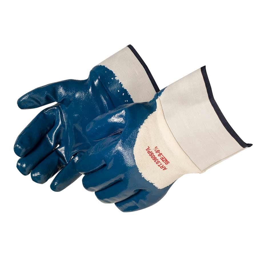 Liberty Glove & Safety 9360SP/S Nitrile Heavyweight Palm Coated Glove with 2-1/2" Plasticized Safety Cuff, Chemical Resistant, Small, Blue (Pack of 12)