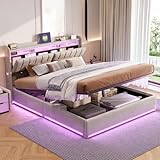 【Practica organizzazione e facile installazione】Il testiera per letto matrimoniale 160x200 dispone di ripiani aperti e scomparti per il riordino per tenere i tuoi oggetti a portata di mano e organizzare lo spazio in modo funzionale. Le chiare istruzioni di montaggio consentono di montare il letto senza difficoltà. Questo letto LED è la soluzione perfetta per uno spazio ben organizzato, combinando estetica e utilità.