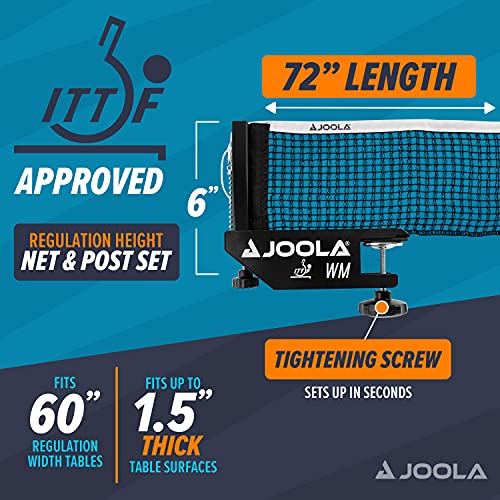 JOOLA WM Professional Table Tennis Net and Post Set - ITTF Tournament Approved - 72in Regulation Ping Pong Net with Screw On Clamp Attachment - image 5