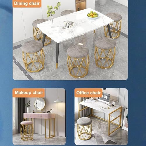 Taburete redondo otomano de terciopelo exclusivo con acabados premium para decoracion interior 8