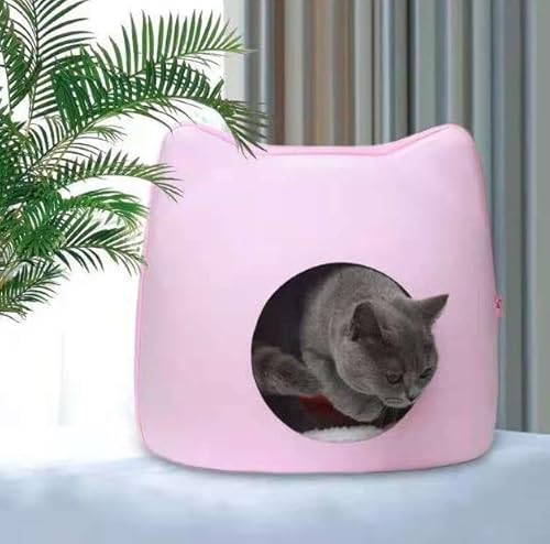 Dtnw 猫ハウス 猫ベッド ドーム型 通気性お昼寝 ベッド 四季通用 おしゃれ 丈夫 可愛い猫耳型 ペット寝袋 綿の敷き物付き ぐっすり眠れる あったかハウス 室内用 キャットハウス 洗える ネコベッド ネコ いぬ 猫寝床 ウサギ 猫犬小動物用 ペット用