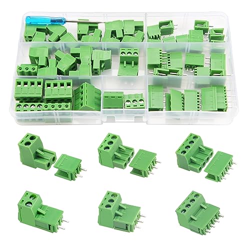 YIXISI 25 Pairs Conectores de Bloque de Terminales Enchufables, 5.08 mm Pitch 2 Pin 3 Pin 4 Pin PCB Tornillo Bloque Terminal Conector, para PCB
