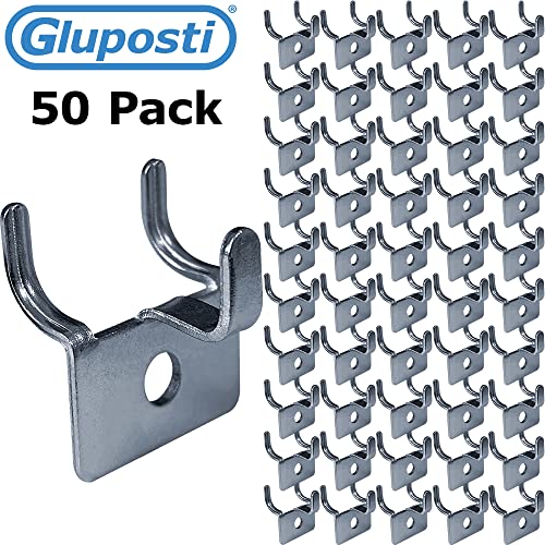 Pegboard Picture Hangers, 1/8 1/4 Pegboard Utility Notch Hook, Pegboard Picture & Jewelry Display Hooks, Pegboard Picture Frame Hanging Hooks, Slatwall Picture Hanger Hooks, Metal Prong Hook (50 Pack) #TOP6