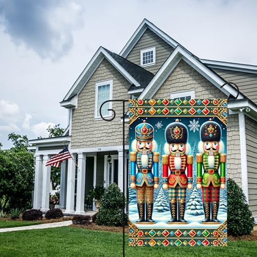 Image of BlissYard Christmas Garden Flag 12x18 Inch Nutcracker Soldier Yard Decor