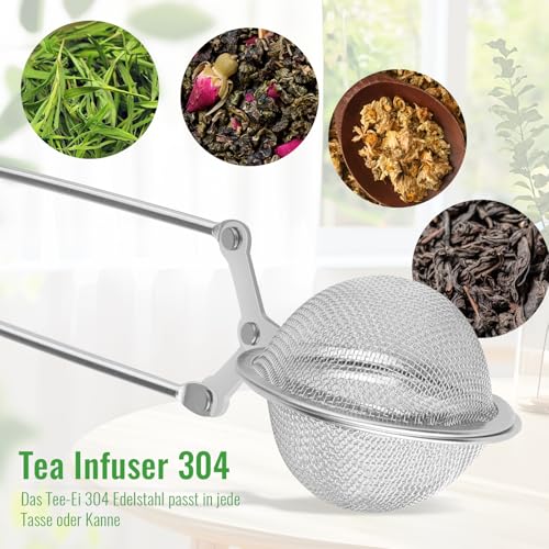 2 Tee-Eier, Teeei für Losen Tee, Tea Strainer, Edelstahl-Mehlsieb-Staubwedel, Teezange - Größe 4.5 cm Durchmesser, Teesiebe, Tee Ei für Losen Tee, Hochwertige Teesiebe für Teeliebhaber