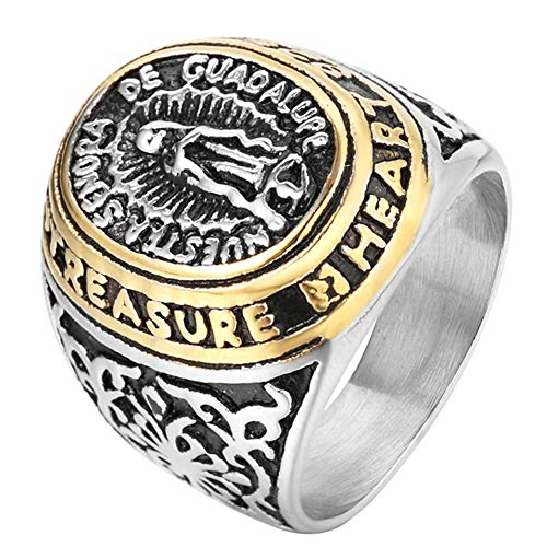 SAINTHERO Jewelry Men's Blessed Mother Mary - Our Lady of Guadalupe Stainless Steel Ring Size 12