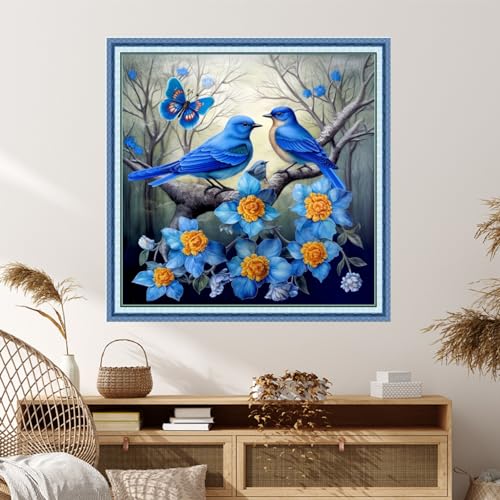 Image of Dimxvean Stamped Cross Stitch Kits,Cross Stitch Kits for Adults Beginners,Embroidery Kits Full Range of Cross Stitch Stamped Kits Needlepoint Kits Cross Stitch Patterns-Bird Flower 18x18 inch