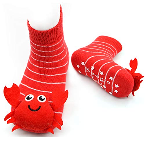 Red Crabby Crab Boogie Toes Rattle Sock, 1-Pair (1-2Y)