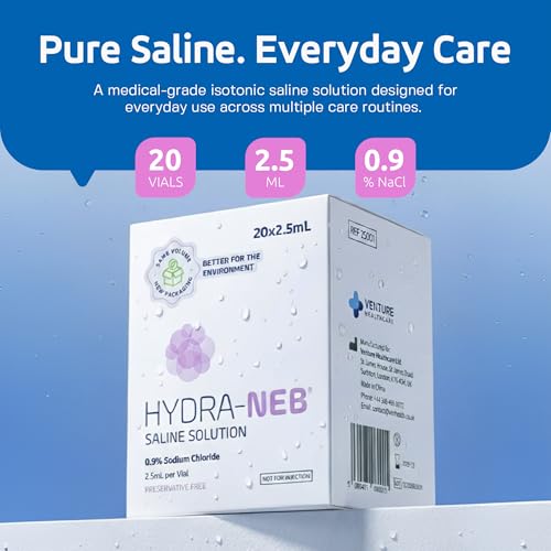 Image of 0.9% Sterile Saline Sodium Chloride Solution, Preservative Free, Nasal Irrigation, Moisturizing of The Airways, Sinus Rinse, Nose Cleanse, All Ages - 20 x 2.5ml