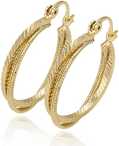 Juvel Jewelry Fashion Noble Style 14K Gold Plated Hoop Earrings 3 Circles Round Shape For Party