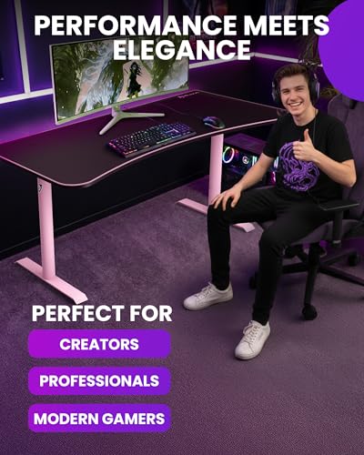 Image of Arozzi Arena Ultrawide Curved Gaming Desk Pink
