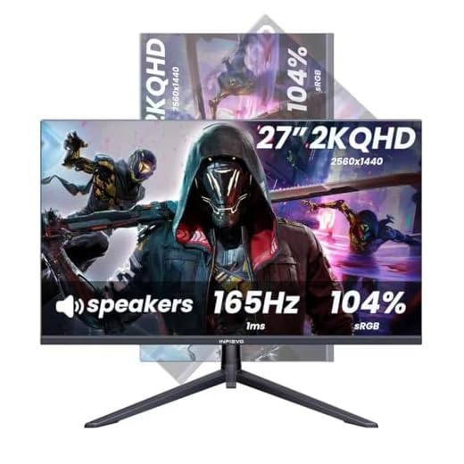 INFIEVO Gaming Monitor 27 Inch QHD 1440P Computer Monitor 165Hz VA 1ms Built-in Speakers, FreeSync, Ultra-Thin PC Monitor, VESA Compatible, Tilt Adjustable, Liftable Stand, Eye Care, HDMI X2 /DP