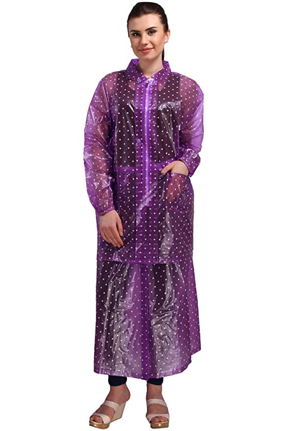 Women's Floral Transparent Raincoat for Womens with Skart-image-6