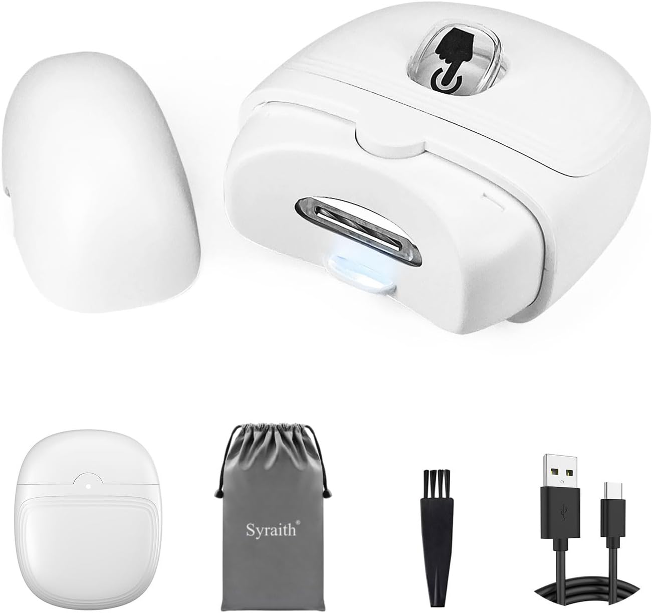 Syraith Electric Nail Clipper, Automatic Nail Clipper with LED Light & 2 Speeds, Rechargeable Safety Nail Clippers with Nail Scraps Storage, for Baby, Kids, Adults, Seniors