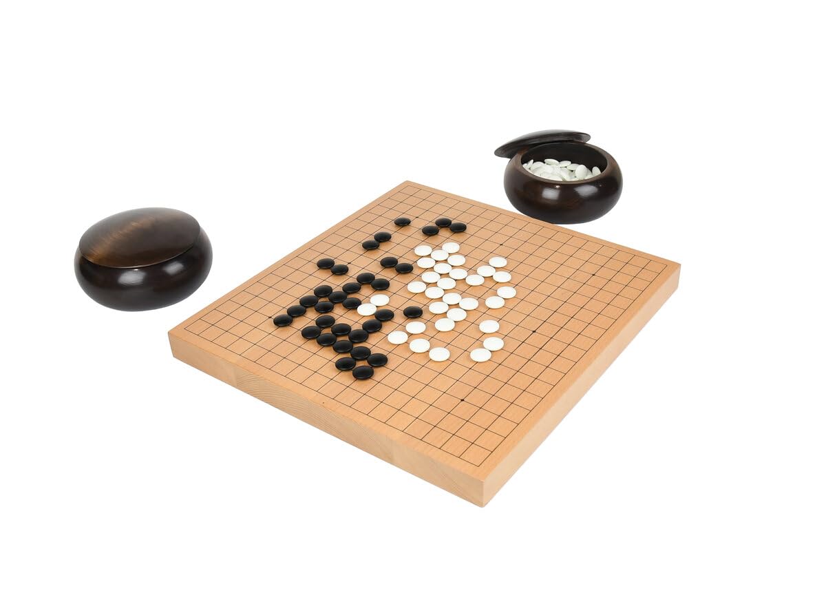 Go Masters Intermediate Go Set - Wooden Board, Glass Stones and Bowls