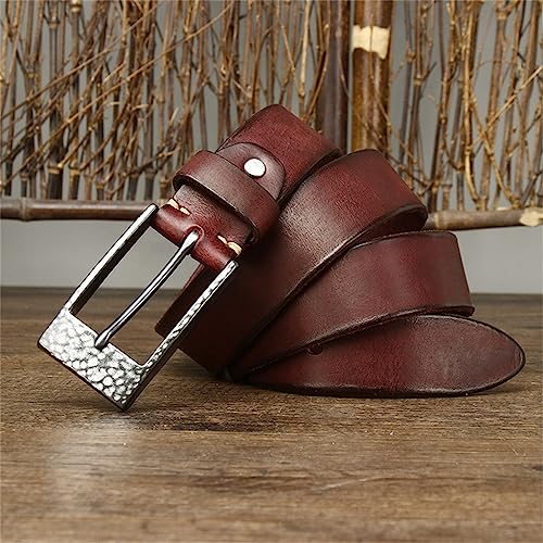 JSEIAJB Men's Fashion Stainless Steel Buckle Belt Versatile Thickened Hammered Pattern Belt3