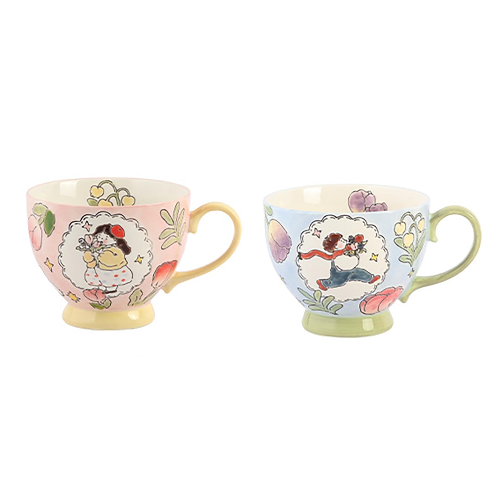 Tazas de desayuno personalizadas creativas pintadas a mano, tazas creativas de cerámica para parejas, juego de tazas de desayuno pintadas a mano