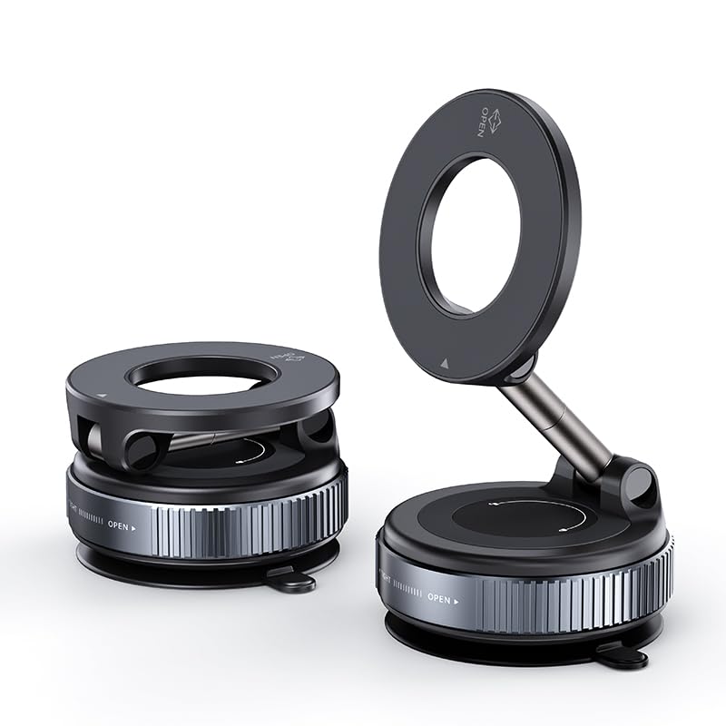 360-Degree Rotating Magnetic Car Phone Mount Universal Dashboard Holder with Vacuum Suction Base Strong Magnet for Mobile Devices