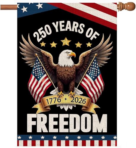 250 Years America Garden Flag 250th Anniversary USA Patriotic 4th of July House Flag Double-Sided Banner with Eagle Design 1776-2026 Commemorative 28 x 40 Inch