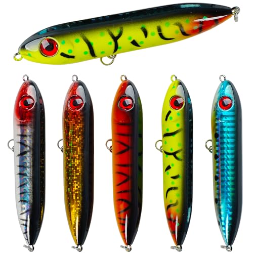 VATEICO Fishing Lures Catfish Rattling Line Float Lure for Catfishing Catfish Spook Rattle/Floats Peg Floats for Santee Rig Jerkbait Crankbait Fishing Circle Hooks (5pcs Lure)