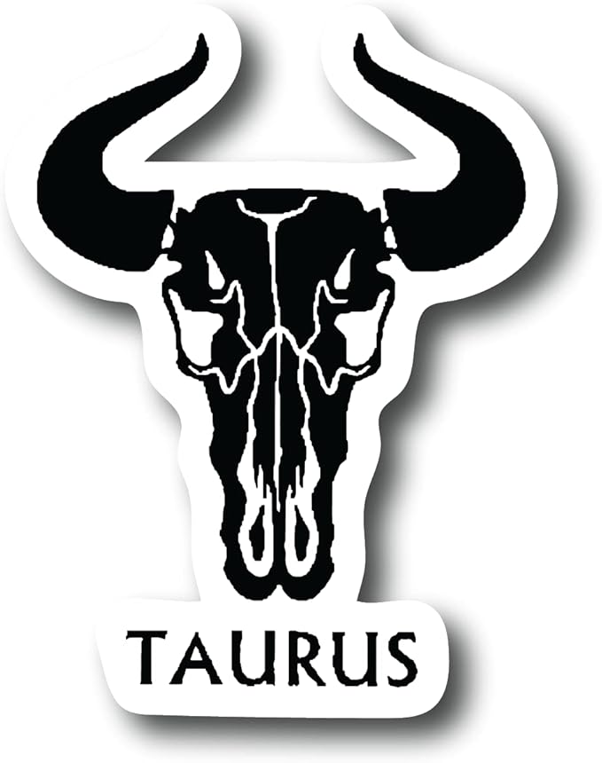 Taurus 3 Inch Waterproof Decal Sticker Zodiac Astrology Signs Horoscope Chakra Creepy Skeleton Gothic Goth Grunge Halloween Castle Skull Animal Karma Ouija Spooky Tarot Oracle Palm Psychic Birth Month CS1451-2PK