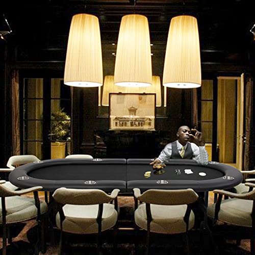 Pexmor Foldable 8 Player Poker Table, Folding Blackjack Casino Card Game Table With Stainless Steel Cup Holders & Padded Rails, Portable Texas Holdem Poker Table (Black) #TOP7