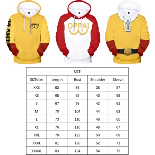Sweat à capuche Saitama avec imprimé graphique manches longues unisexe - 3