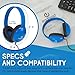 Egghead Heavy-Duty Kids' Headphones with Padded Ear Cups and 6' Cord, Adjustable Tangle-Free Plastic Classroom Headphones for Kids, Pack of 10, Blue