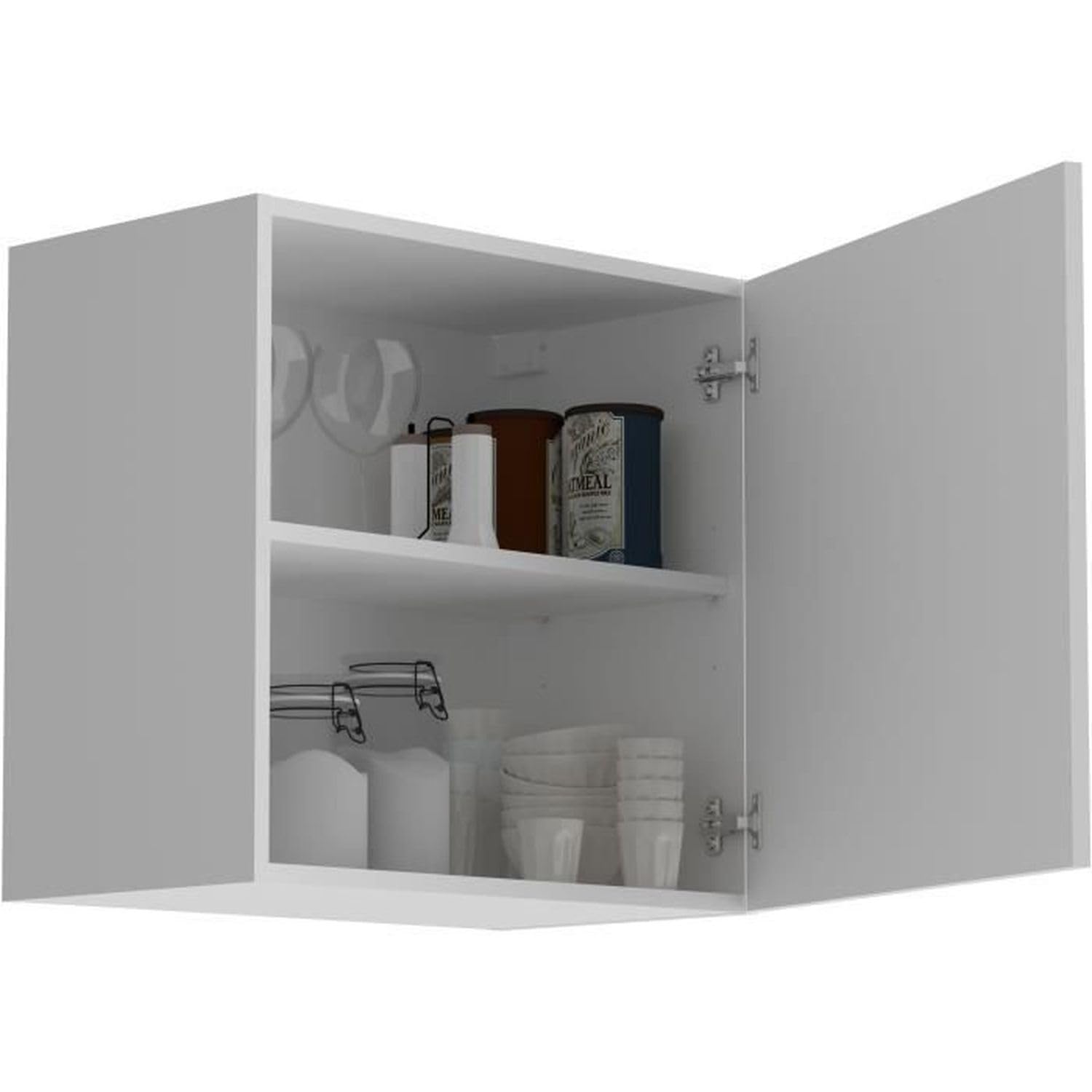 Meuble Haut De Rangement 1 Porte - L 60 X P 35,6 X H 57,9 Cm - Gamme Eko - Blanc