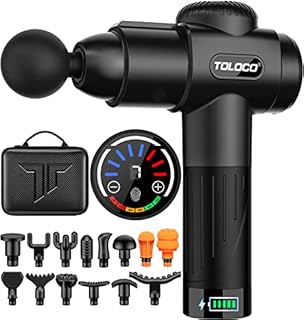 TOLOCO Massage Gun, Upgrade Percussion Muscle Massage Gun for Athletes, Handheld Deep Tissue Massager, Black