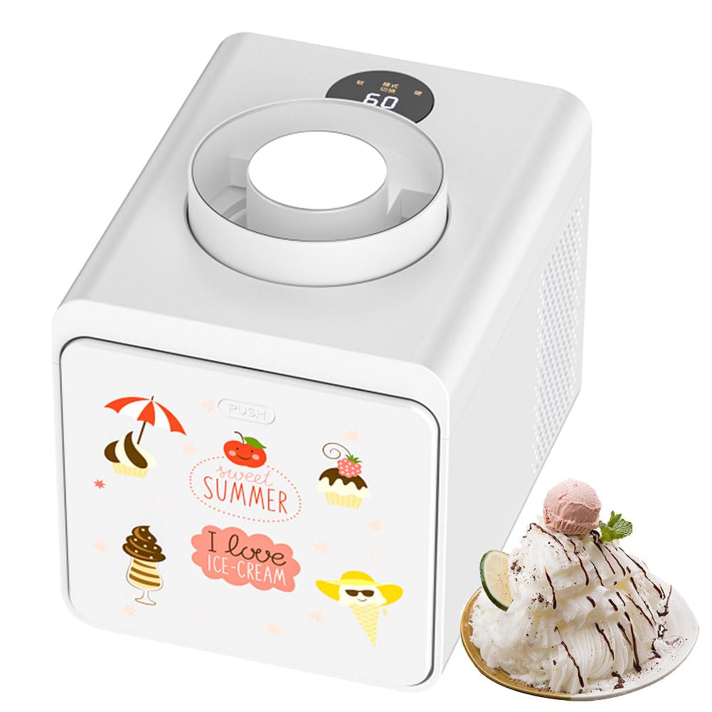 QUTBAG Sorbetière électrique, Sorbetière au Yaourt glacé 1L, Fonctionnement Rapide de 40 Minutes, Machine à Glace 120 W pour Faire de la crème glacée, Gelato, Sorbet, Yaourt glacé