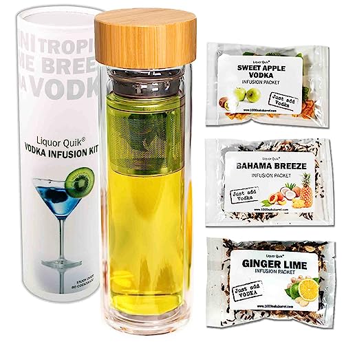Vodka Infusion Kit - Liquor Quik Infuser Cocktail Mixer Kitchen Set with 3 Unique Vodka Infusing...