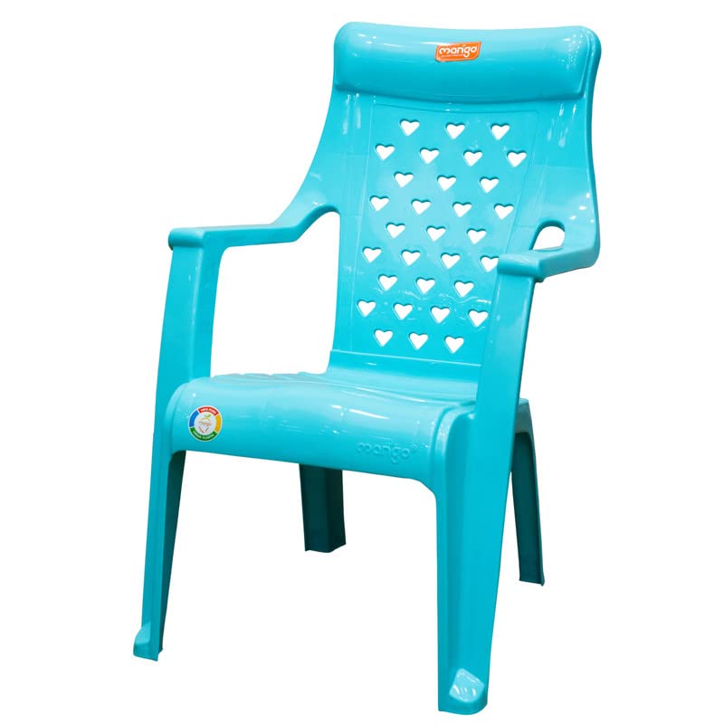 MPL mango Little Hearts Baby Plastic Chair with Arm, Tiny and Compact, Sturdy & Durable Material (Marina Blue)