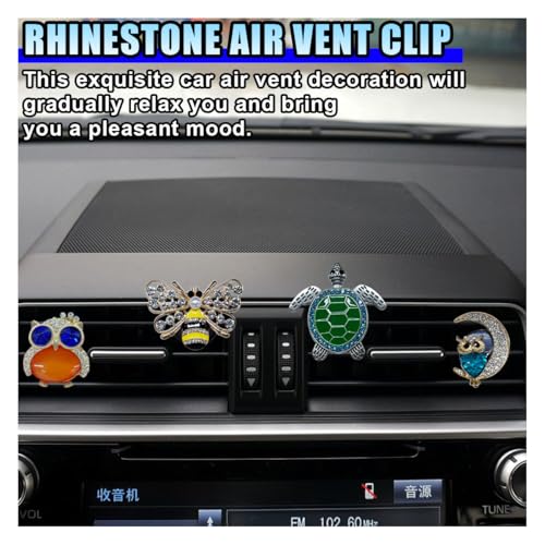 Image of 3PCS Bling Bee Car Dashboard Air Vent Trim Clips, Crystal Rhinestone Vent Clips, Car Aromatherapy Diffuser Decoration Clip, Auto Interior Accessories for Women (4PCS)