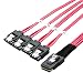 CableCreation Mini SAS 36Pin (SFF-8087) Male to 4 SATA 7Pin female Cable,Mini SAS Host Internal Cable to target HDD Hard Drive Splitter Cable, Red Color 0.5M