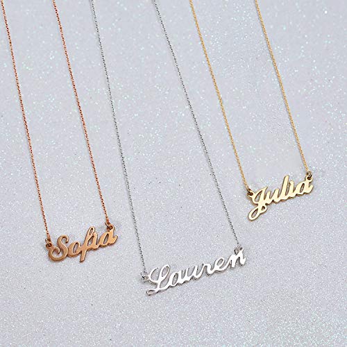 Personalized Hollywood Small Nameplate Necklace - Upgrade with 0.02ct or 0.05ct Diamond4