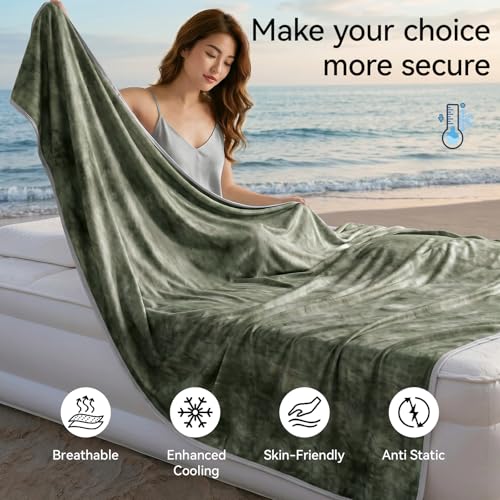 Image of Guohaoi Cooling Throw Blanket for Hot Sleepers, Queen Size 90''x90'' Lightweight Breathable Summer Bed Blanket for Couch, Arc-Chill Q-Max >0.5 Cool Fiber,Lightweight Tie Dye Blanket Green