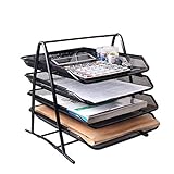 [Platzsparend Briefablage Metall] Abmessung: 31,5 x 30 x 29 cm / 12,4 x 11,8 x 11,4 Zoll. Nettogewicht: 1350 g. Mit 4 stapelbaren Fächern können viele Gegenstände auch auf einem kleinen Schreibtisch aufbewahrt werden.