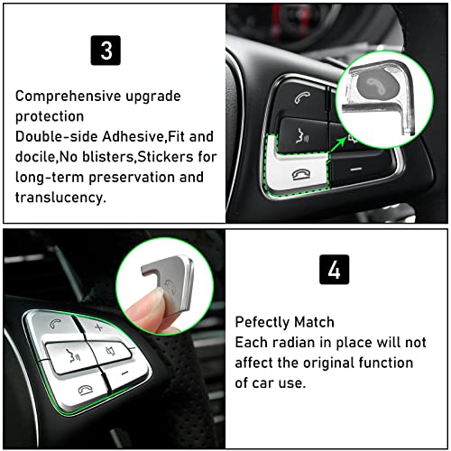 Image of Moonlinks Steering Wheel Button Covers Trim Stickers Compatible with Mercedes Benz A B GLA CLA GLS GLE CLS SL Class,Steering Wheel Button lnner Decoration Sticker 12PCS,Chromed-Silver(Model B)