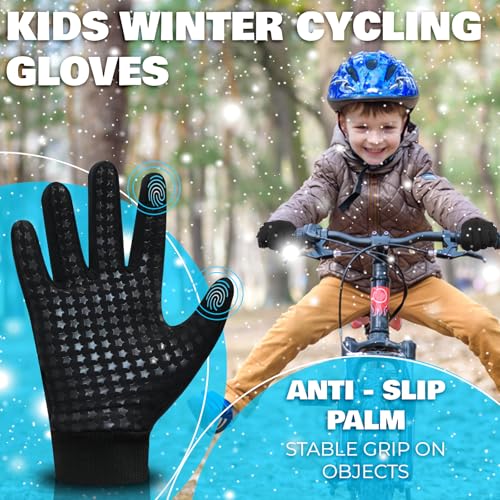 WFX Gants de sports d'hiver pour enfants, gants de cyclisme pour temps froid, garçons et filles, écran tactile, gants thermiques antidérapants pour course à pied, randonnée, sports de plein air et – vue 5