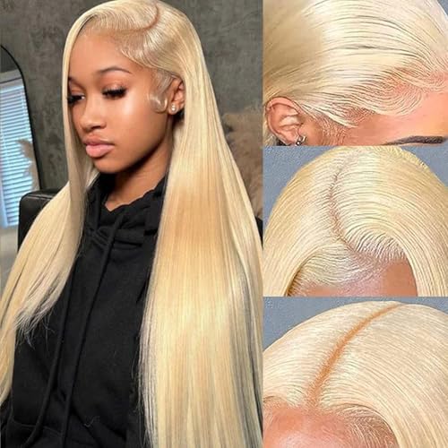 Jewhaut 13x6 613 Lace Front Wig Human Hair 200% Density Blonde Wig Human Hair HD Straight Lace Frontal Wigs Human Hair for Women Pre Plucked Blonde Wig 34 Inch