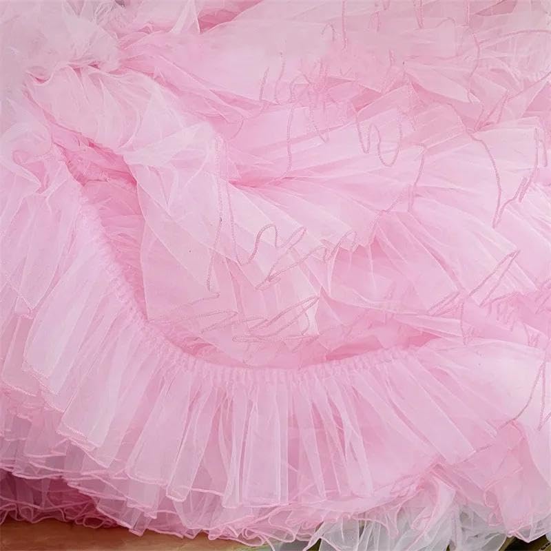 Generic 11Cm Wide Blue Pink Soft Mesh Dense Pleated Skirt Hem Puffy Gauze Skirt French Fabric Lace Accessories 2Meter - 2Meter4