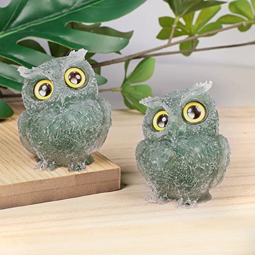 Nupuyai 2.4" Green Aventurine Owl Bird Carved Crystal Animal Statue Ornament - Image 4