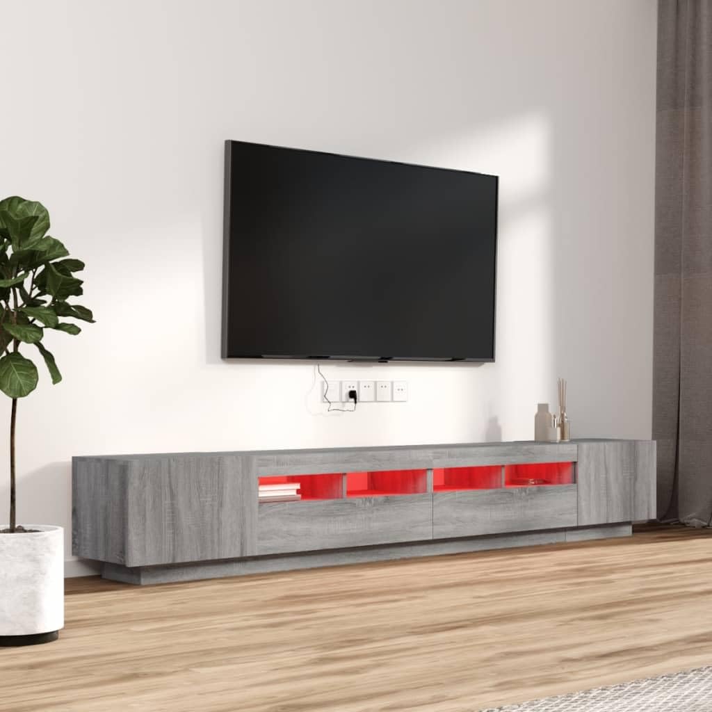 Set Muebles TV con Leds 3 pzas Madera contrachapada Gris Sonoma