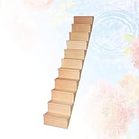Vista 9 de Sewroro Muebles para casa de muñecas, escala 1, 12, escaleras en miniatura, cuerda de madera, escalones modelo DIY, mini escalera de madera sin