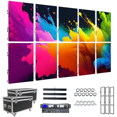 Image of P3.91 Indoor LED Display Screen with Flight Case, 3840Hz High Refresh Rate LED Video Wall Panel, Aluminum Cabinet, Easy Setup for Stage Events, Trade Shows, Conferences and Rental Use (107.64 sq.ft.)
