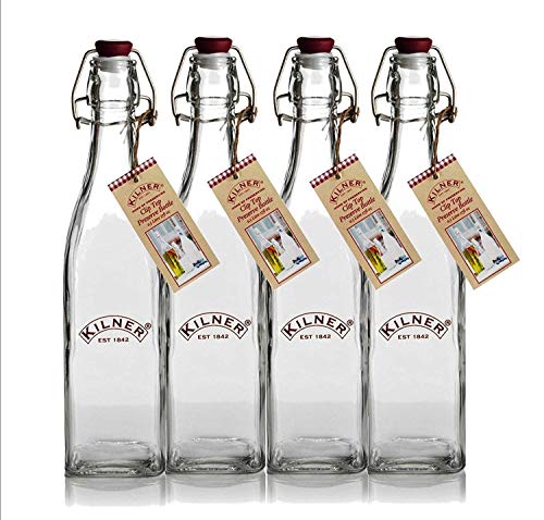 Kilner Clip Top Square Bottle 0.55 Litre 6cmx6cmx27cm Glass