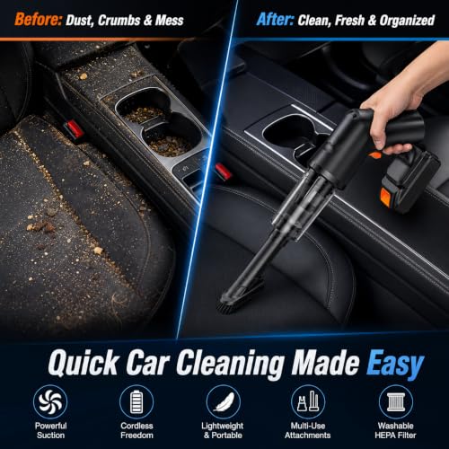 Image of Cordless Handheld Car Vacuum Cleaner with Multi Nozzle Kit